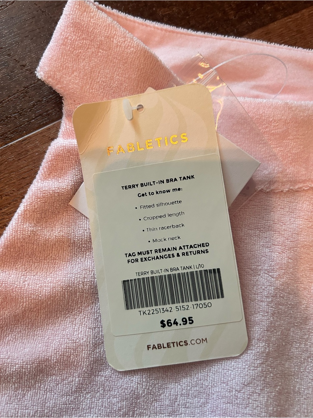 NWT Fabletics Size Large Terry Built-in Bra Tank - Picture 2 of 8